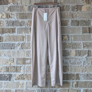 NWT HUNDR. Relaxed Tailoring Tencel Wool Pants Large Almondine Tan
